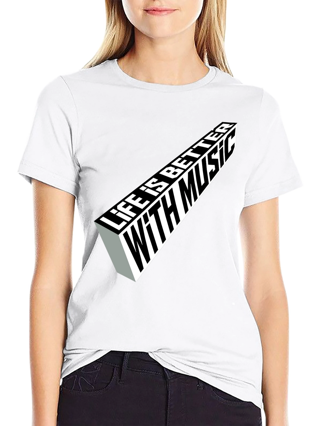 Life is Better with Music Graphic Tee - Black