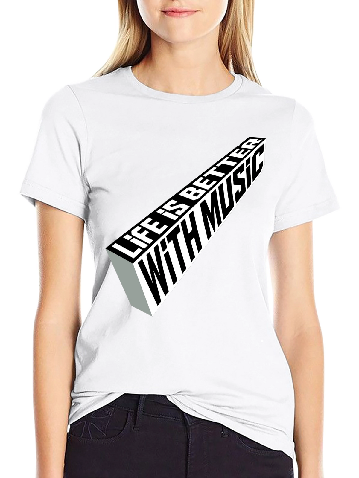 Life is Better with Music Graphic Tee - Black