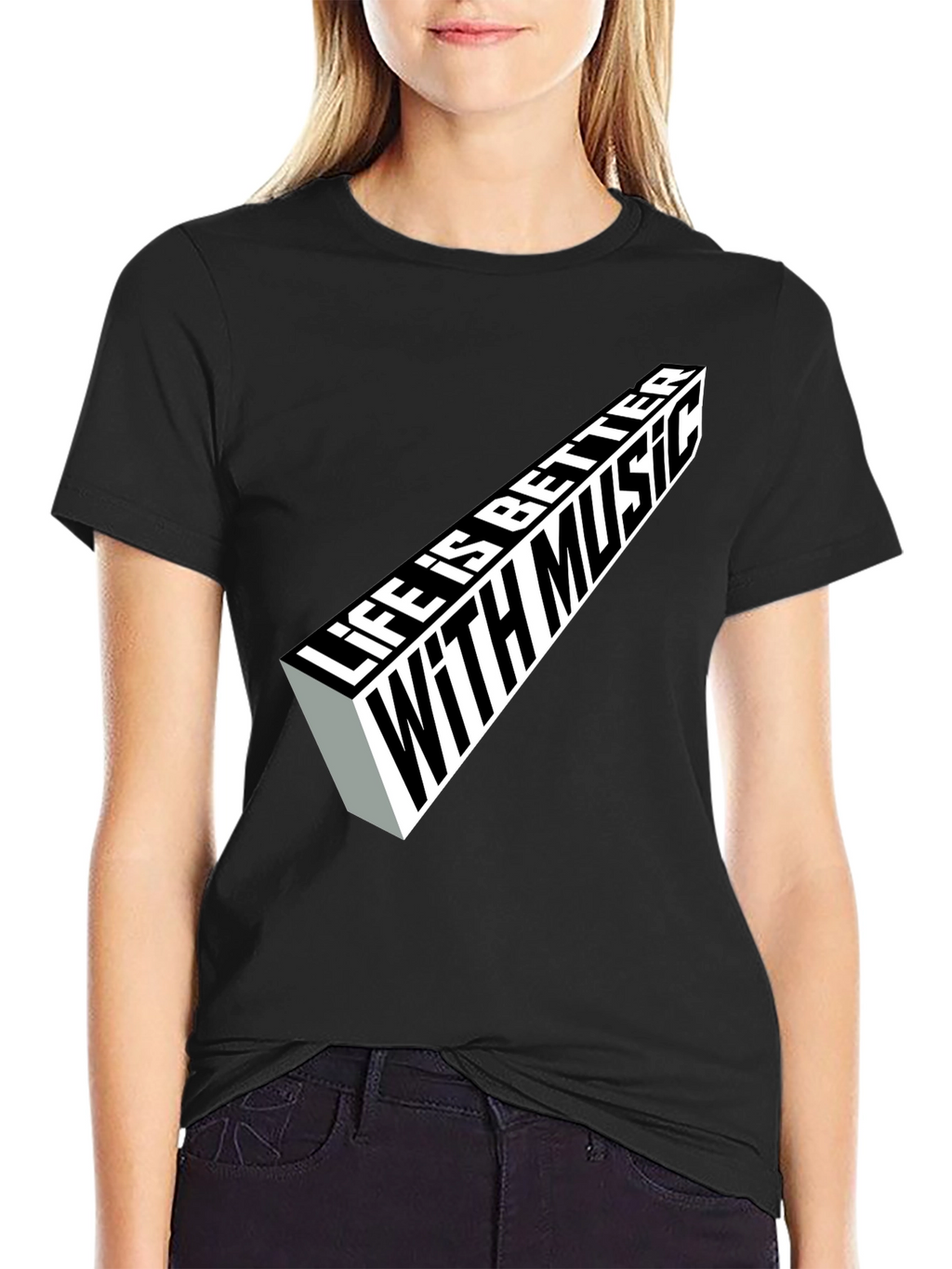 Life is Better with Music Graphic Tee - Black