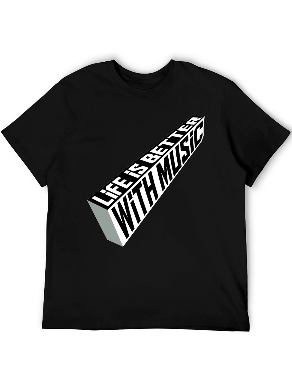 Life is Better with Music Graphic Tee - Black