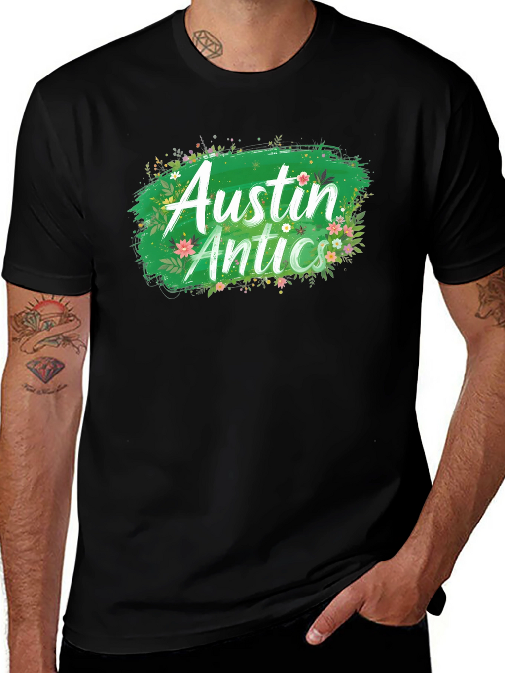 Austin Antics Floral Graphic Tee - Black