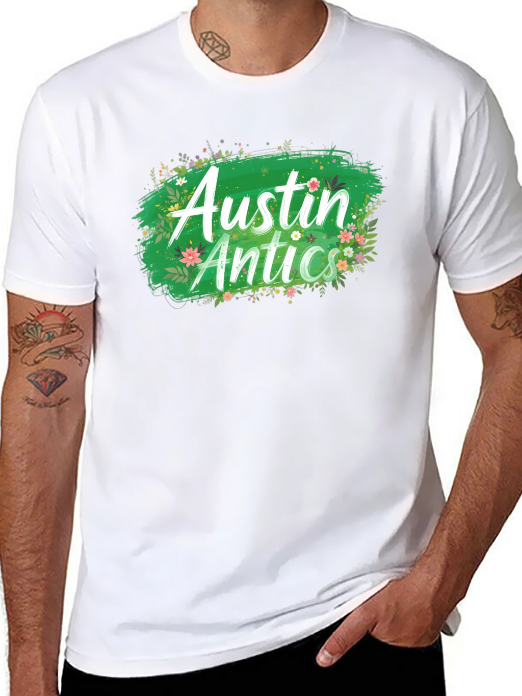 Austin Antics Floral Graphic Tee - Black