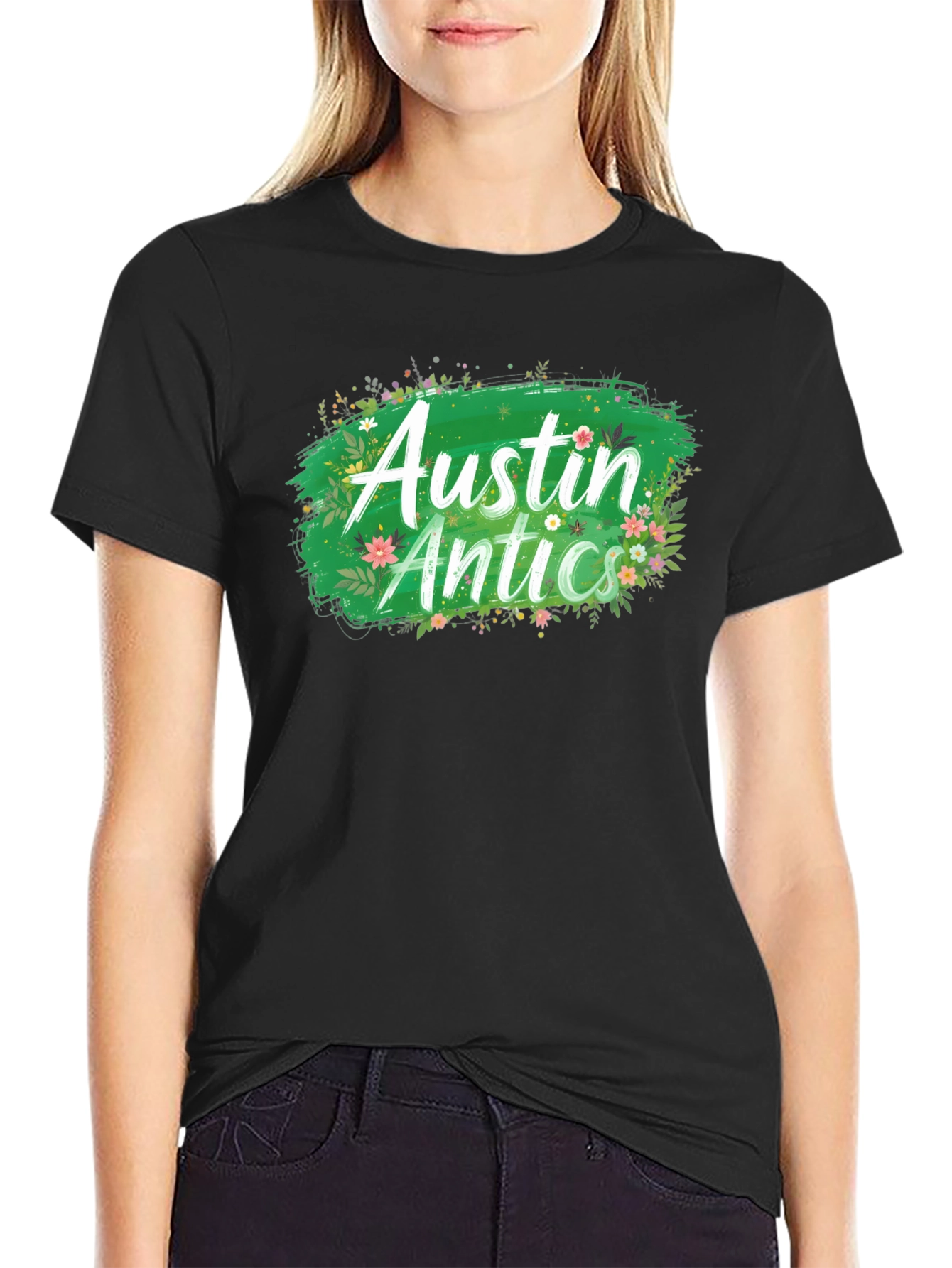 Austin Antics Floral Graphic Tee - Black