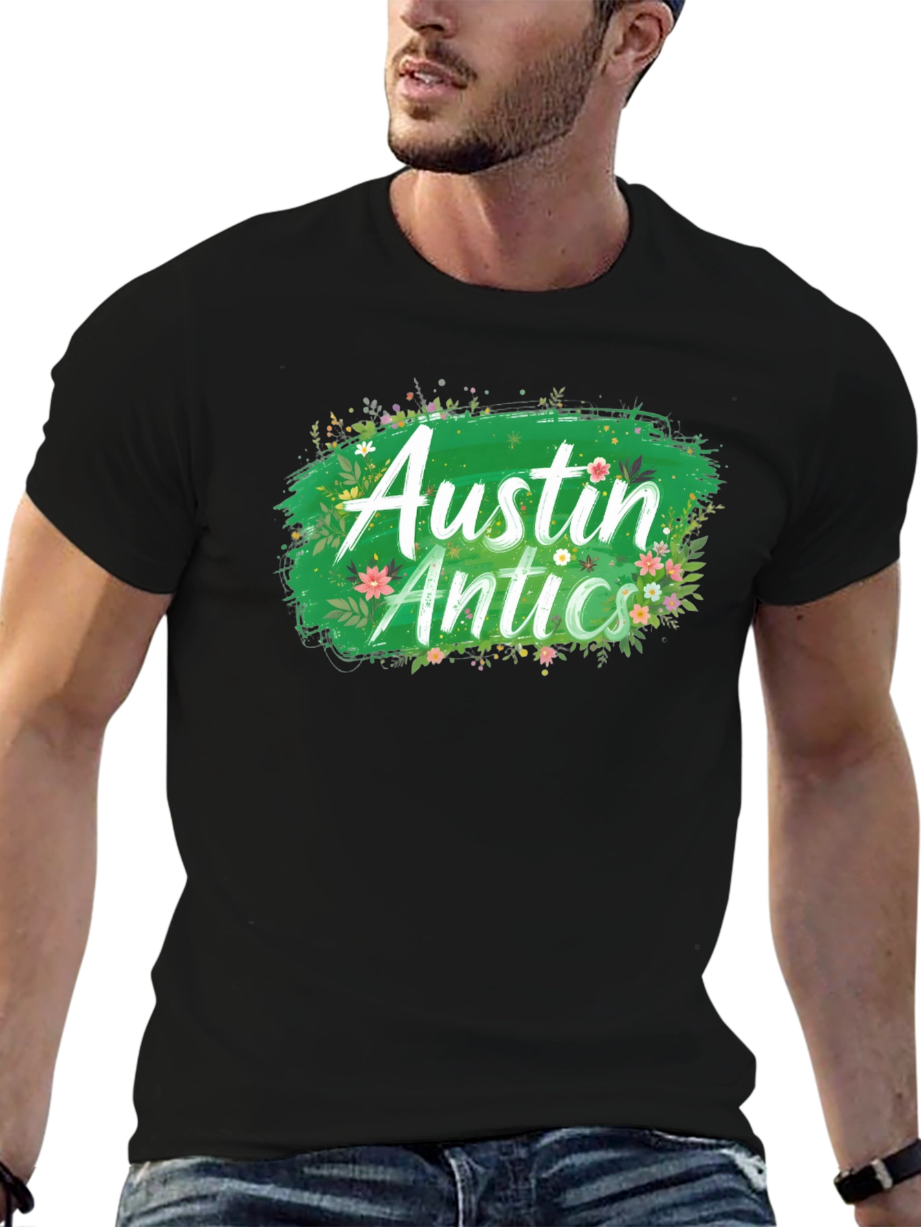 Austin Antics Floral Graphic Tee - Black
