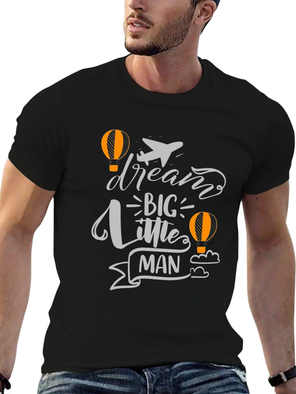 Dream Big Little Man Black Graphic Tee