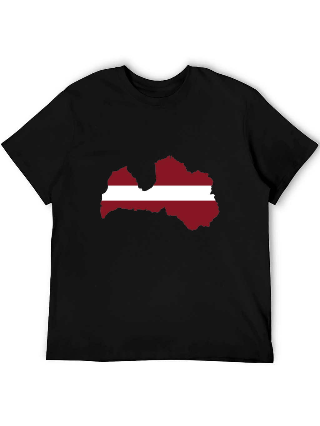 Latvia Flag Map T-Shirt - Black