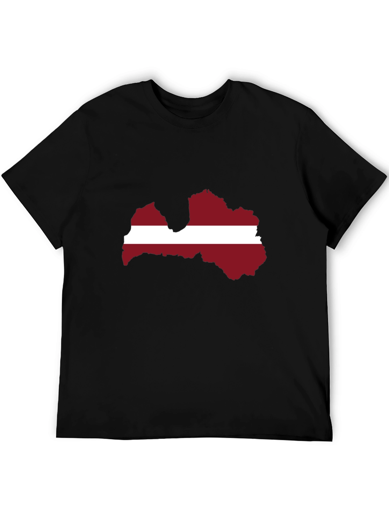 Latvia Flag Map T-Shirt - Black