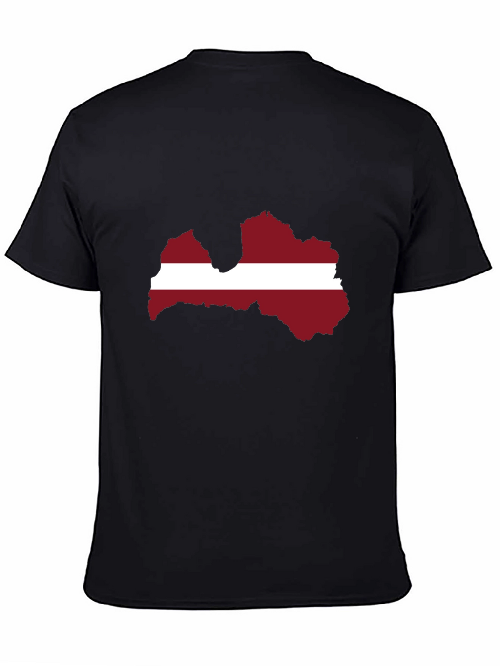 Latvia Flag Map T-Shirt - Black