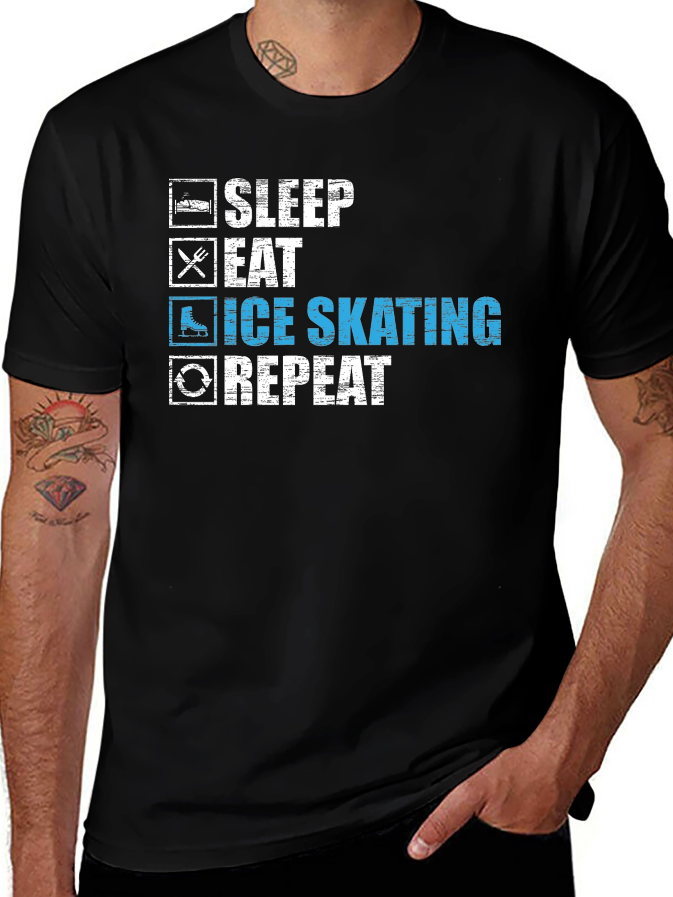 Sleep Eat Ice Skating Repeat Graphic T-Shirt