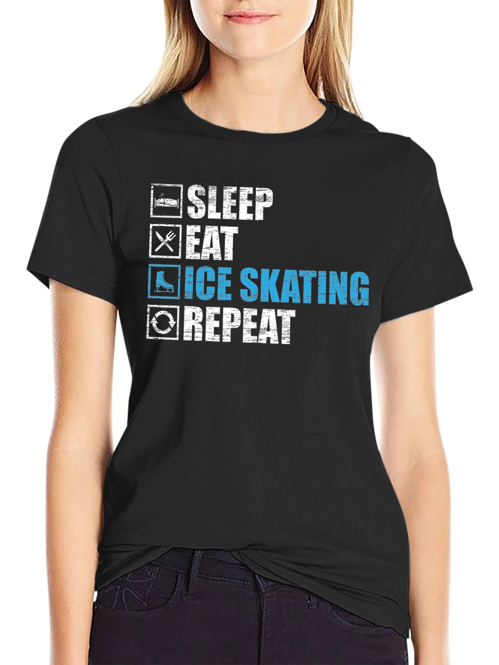 Sleep Eat Ice Skating Repeat Graphic T-Shirt