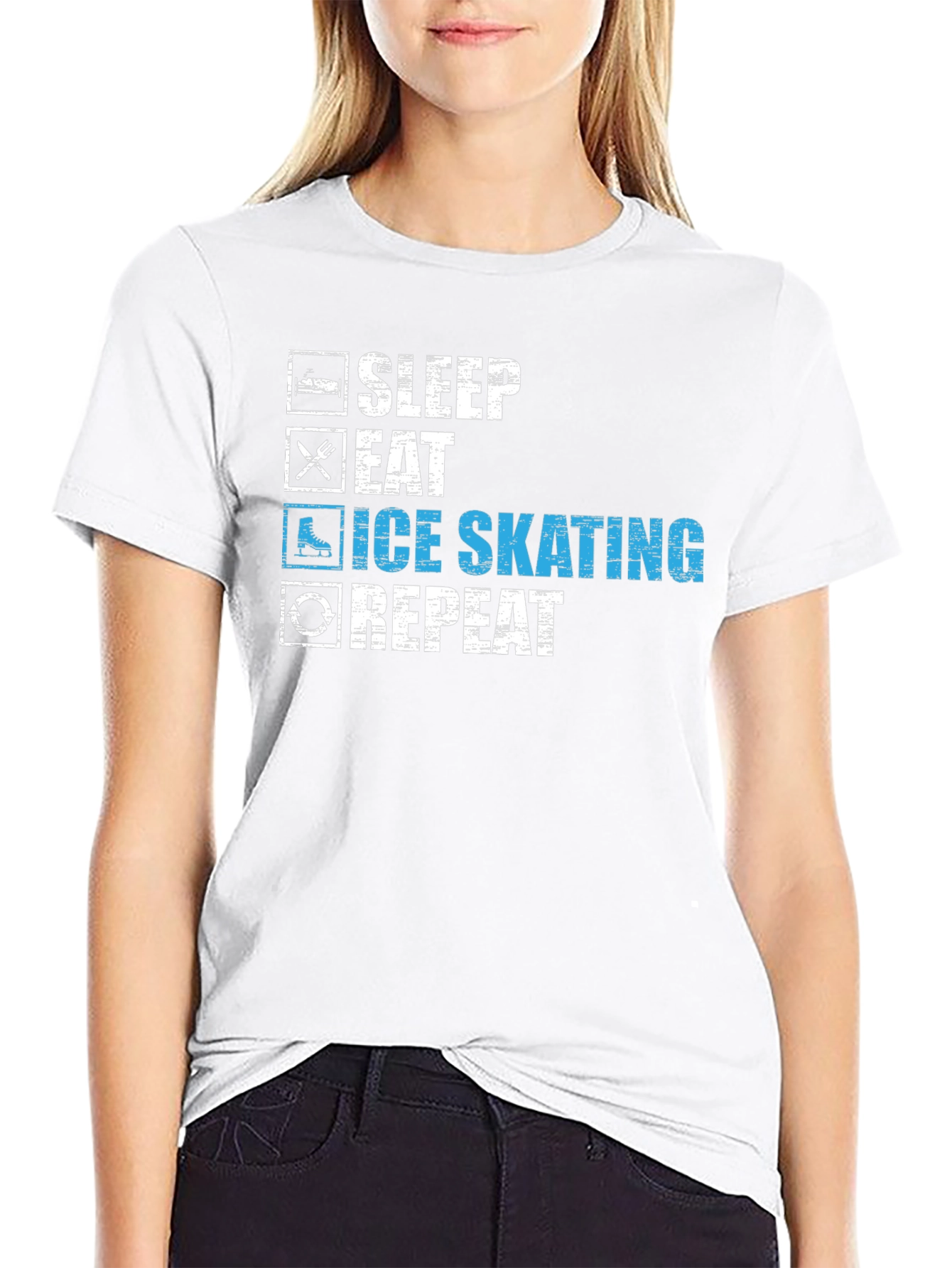 Sleep Eat Ice Skating Repeat Graphic T-Shirt