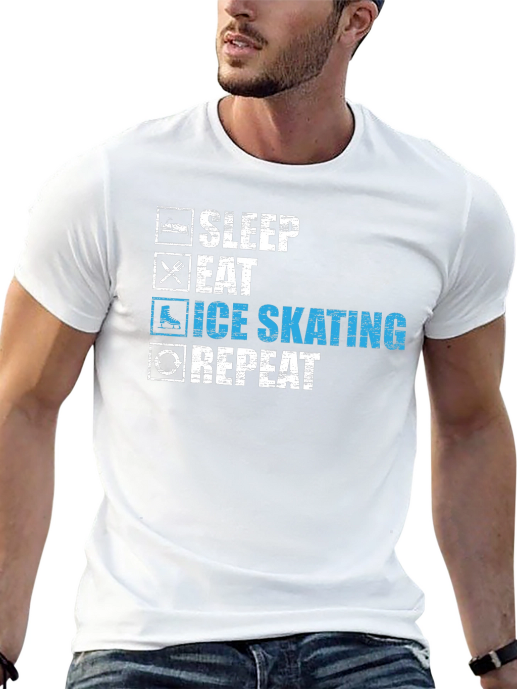 Sleep Eat Ice Skating Repeat Graphic T-Shirt