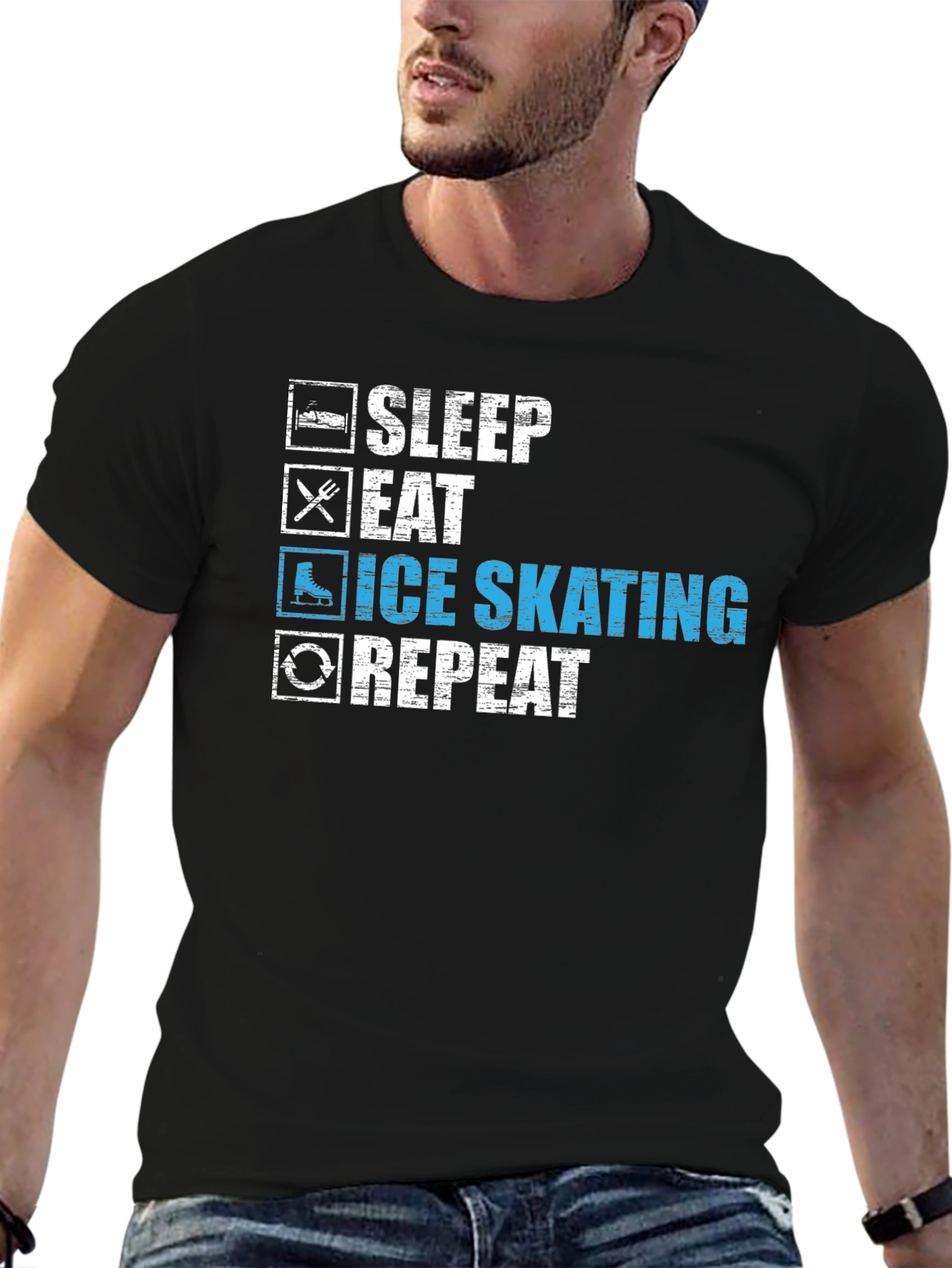 Sleep Eat Ice Skating Repeat Graphic T-Shirt