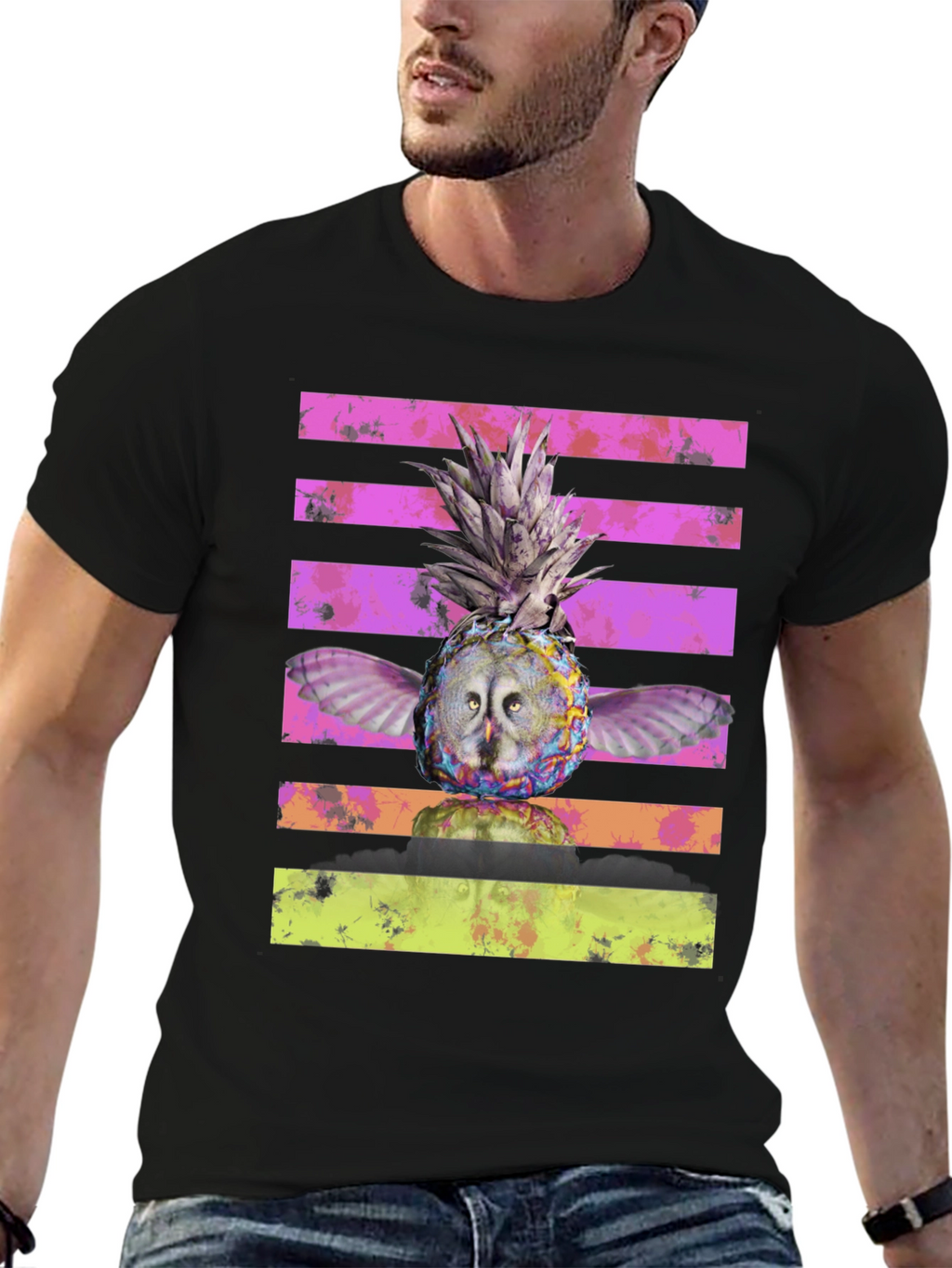 Owl Pineapple Graphic Print T-Shirt
