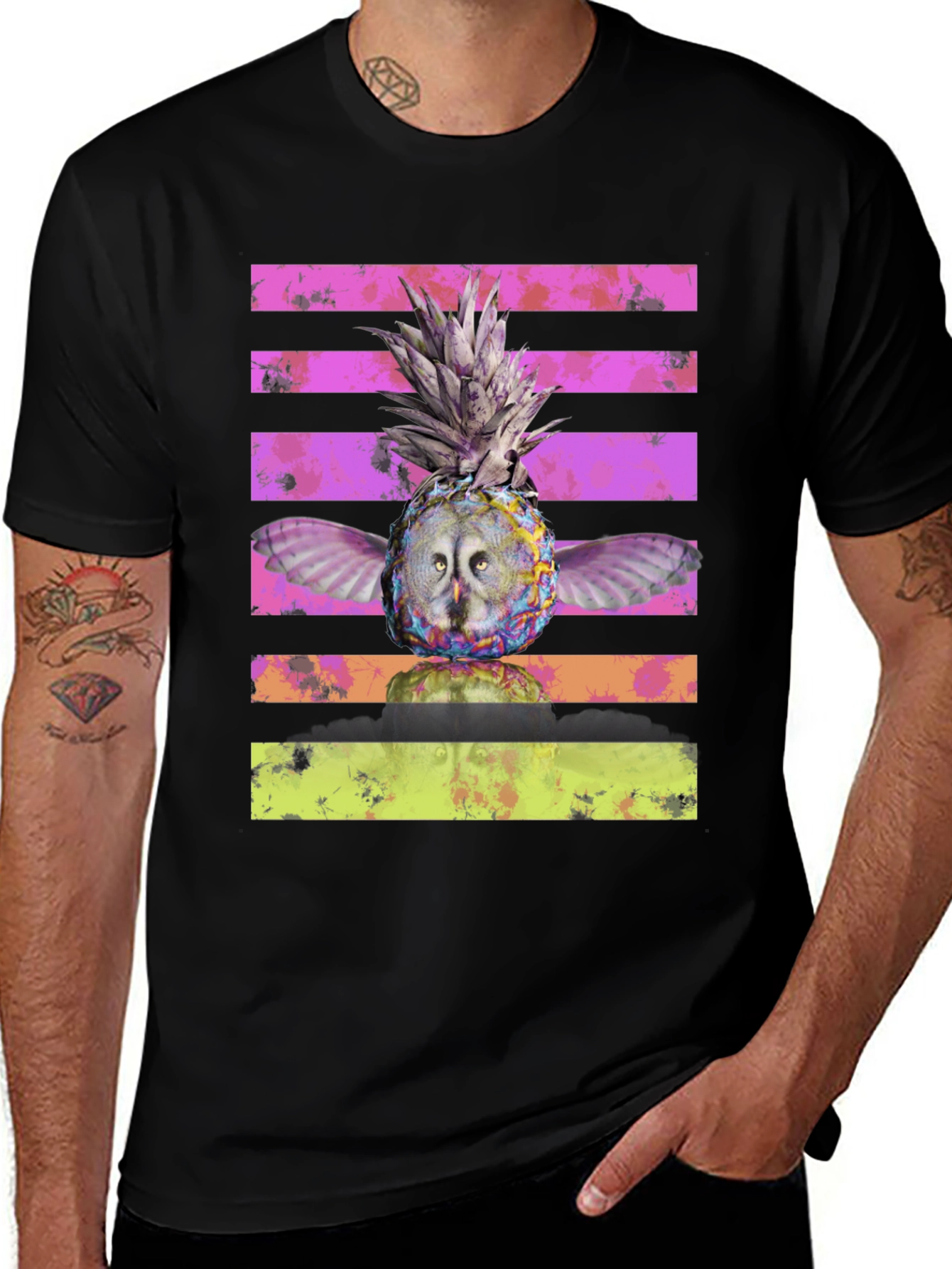 Owl Pineapple Graphic Print T-Shirt