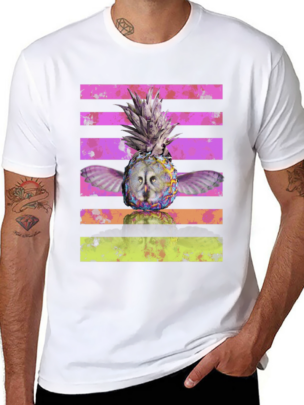 Owl Pineapple Graphic Print T-Shirt