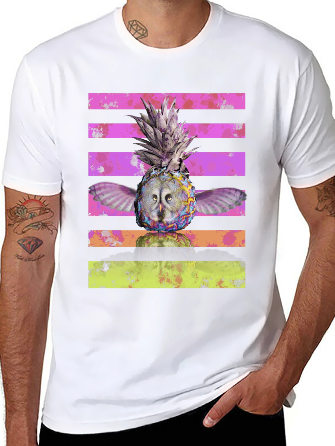 Owl Pineapple Graphic Print T-Shirt