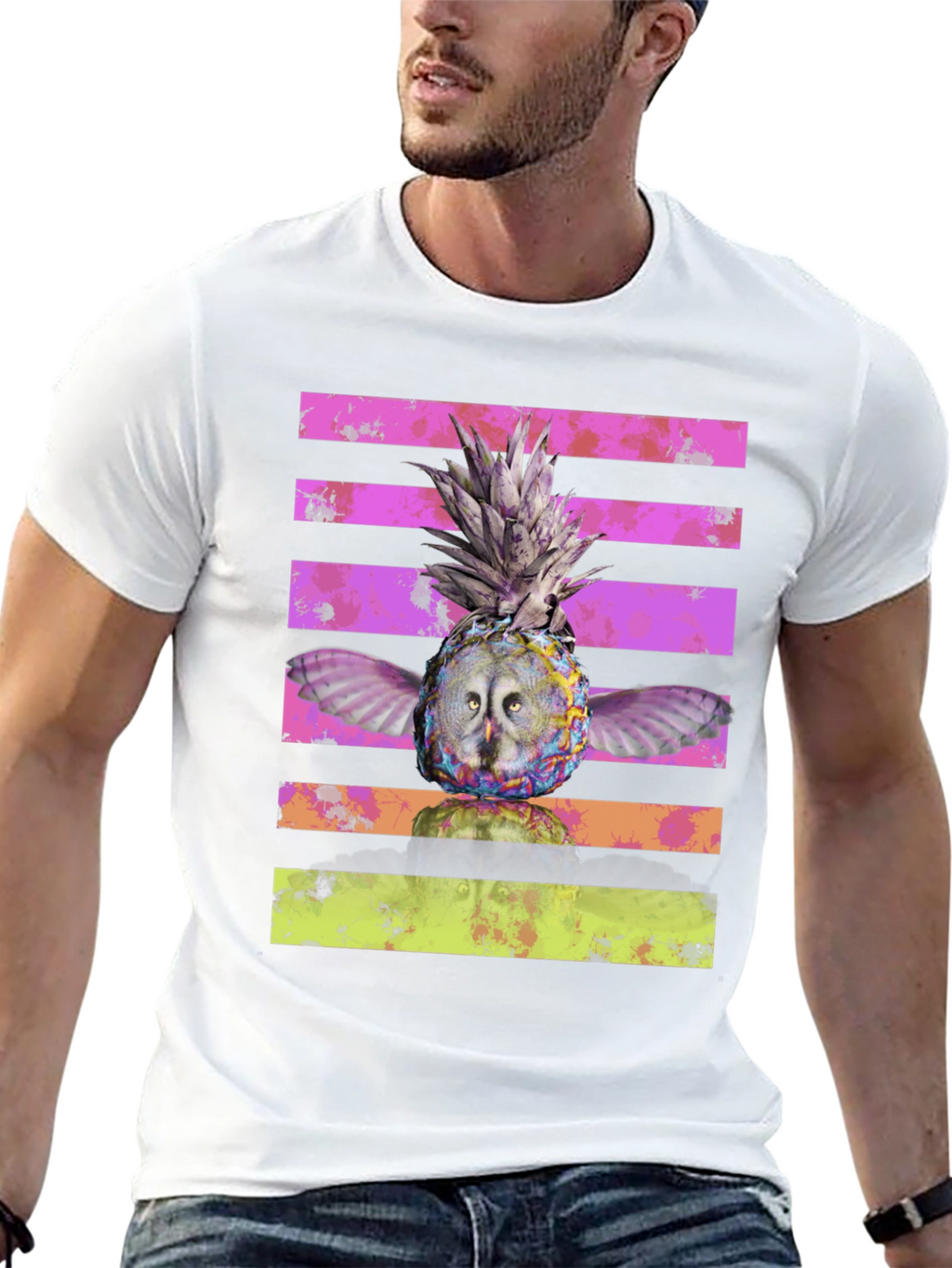 Owl Pineapple Graphic Print T-Shirt