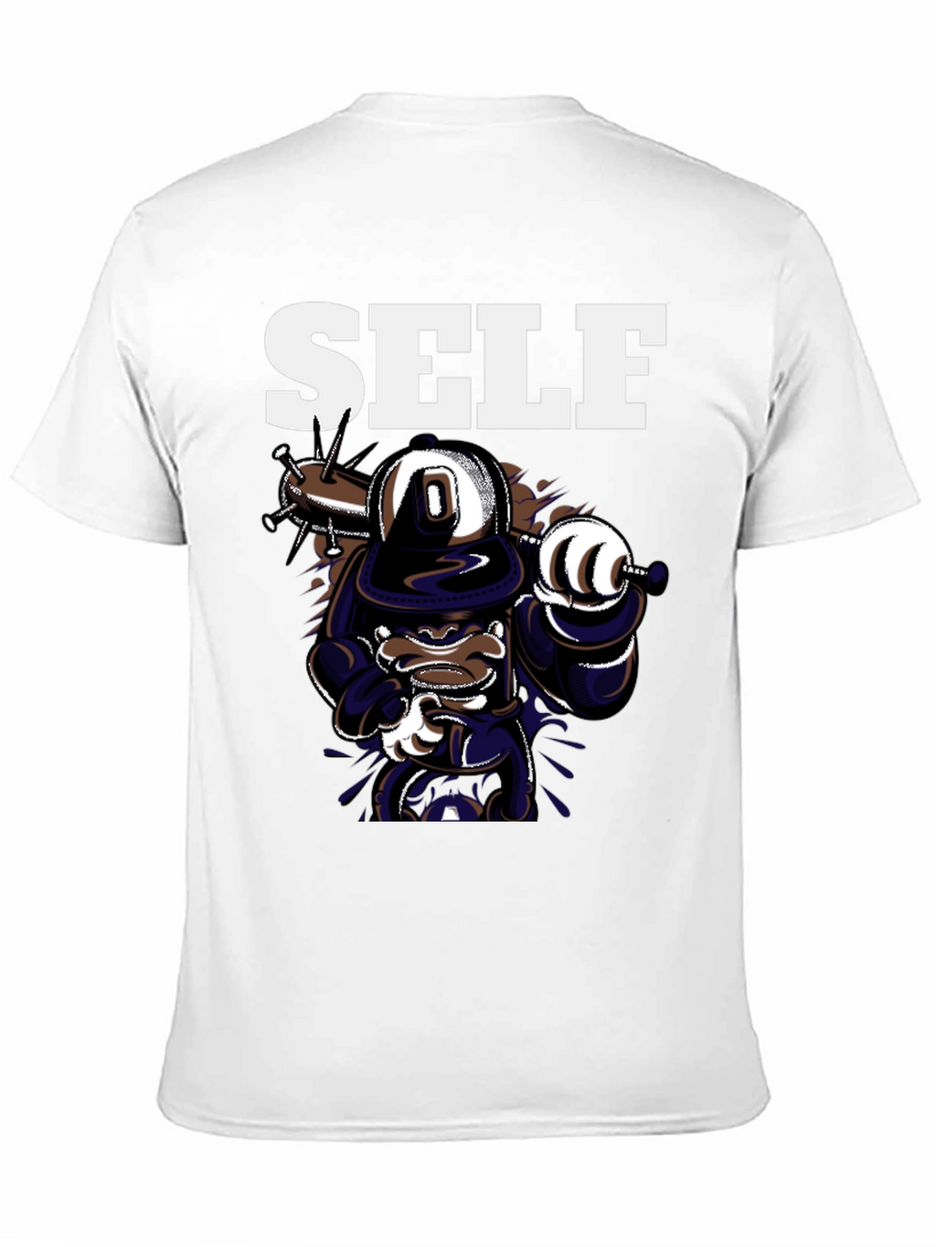 Self Cartoon Graphic Black T-Shirt