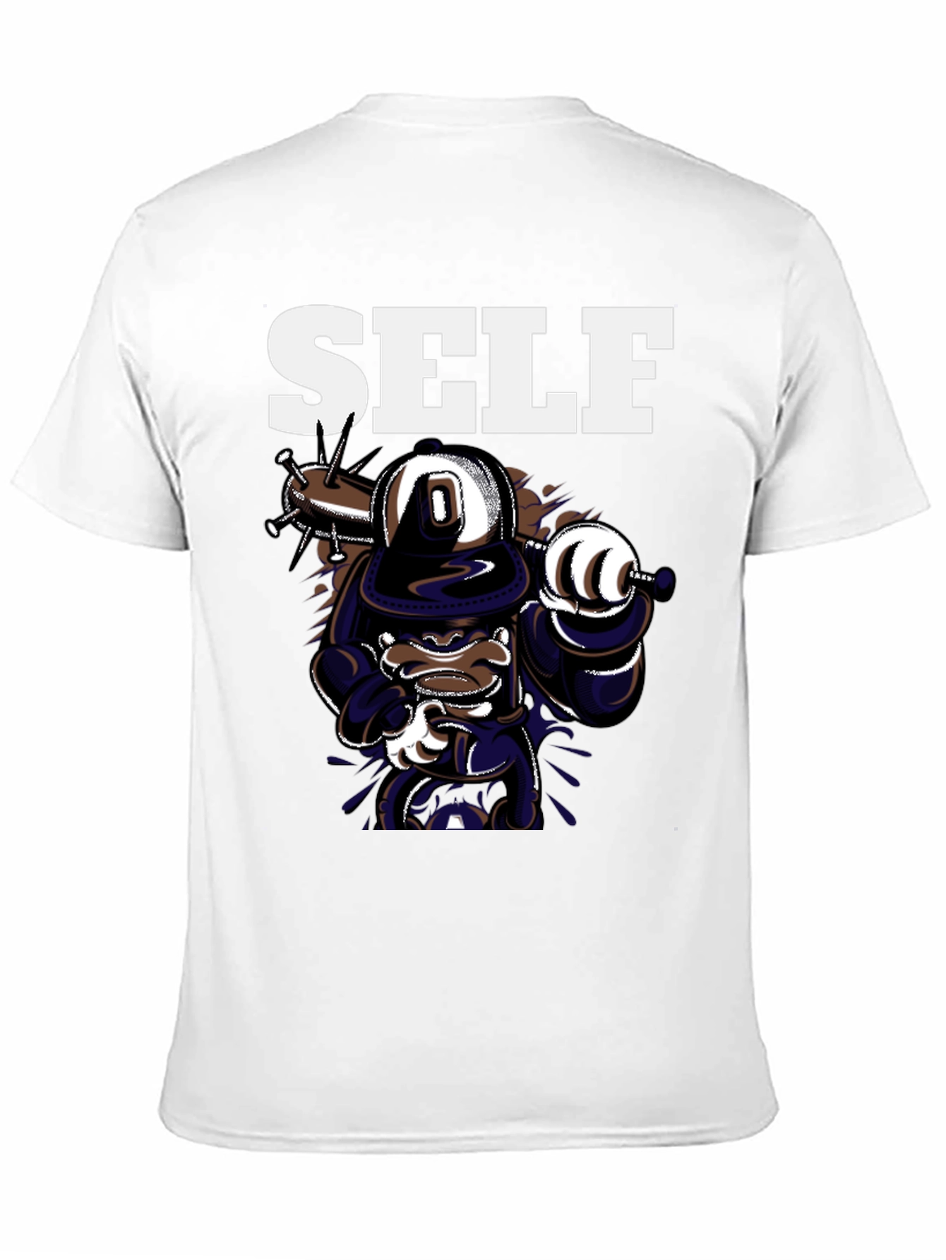 Self Cartoon Graphic Black T-Shirt