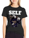 Self Cartoon Graphic Black T-Shirt