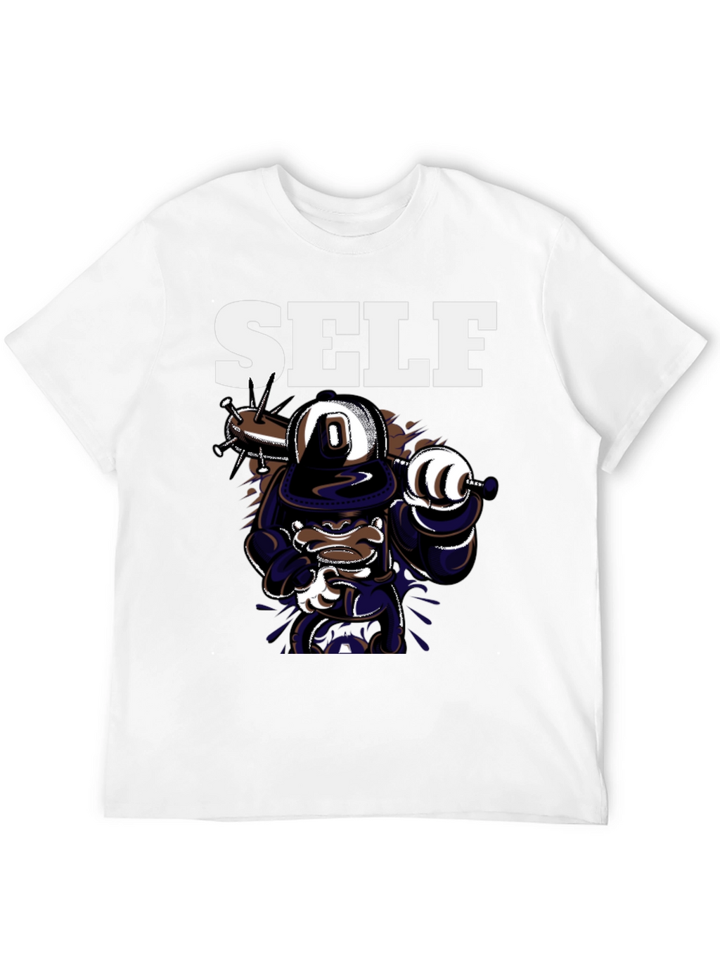 Self Cartoon Graphic Black T-Shirt