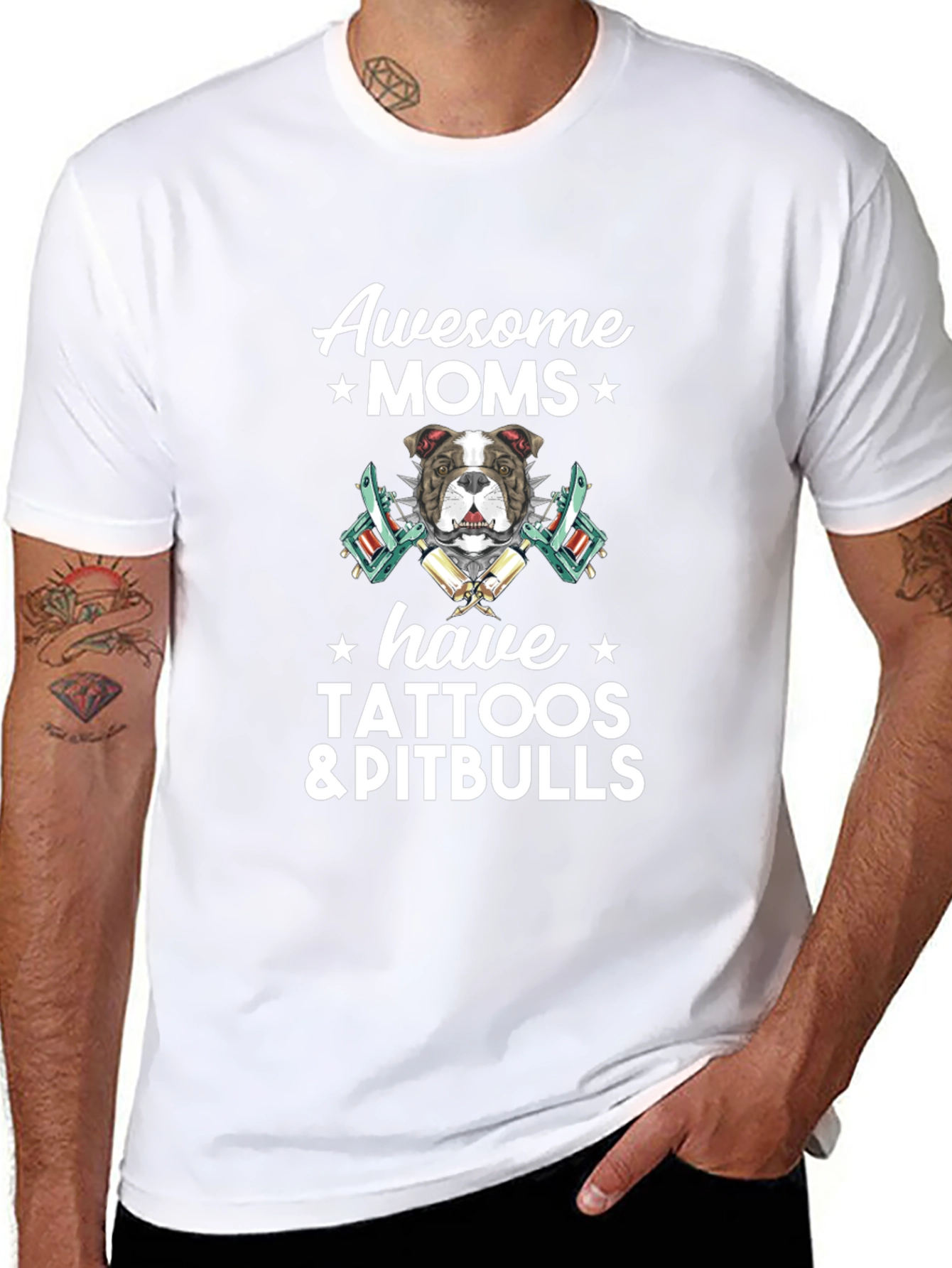 Awesome Moms Tattoos & Pitbulls T-Shirt