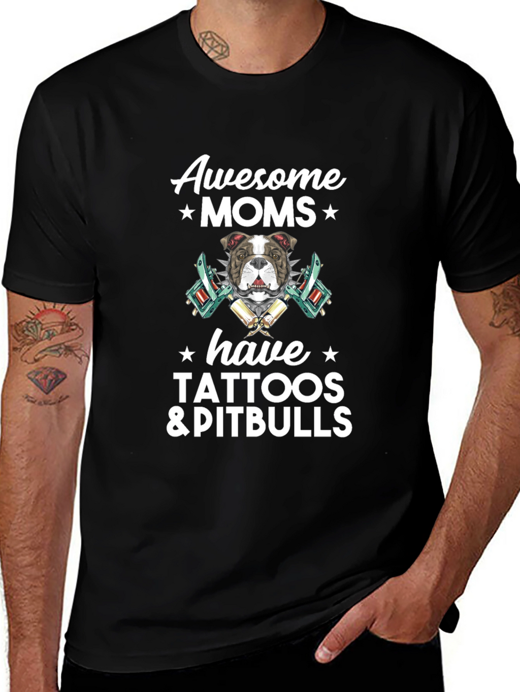 Awesome Moms Tattoos & Pitbulls T-Shirt
