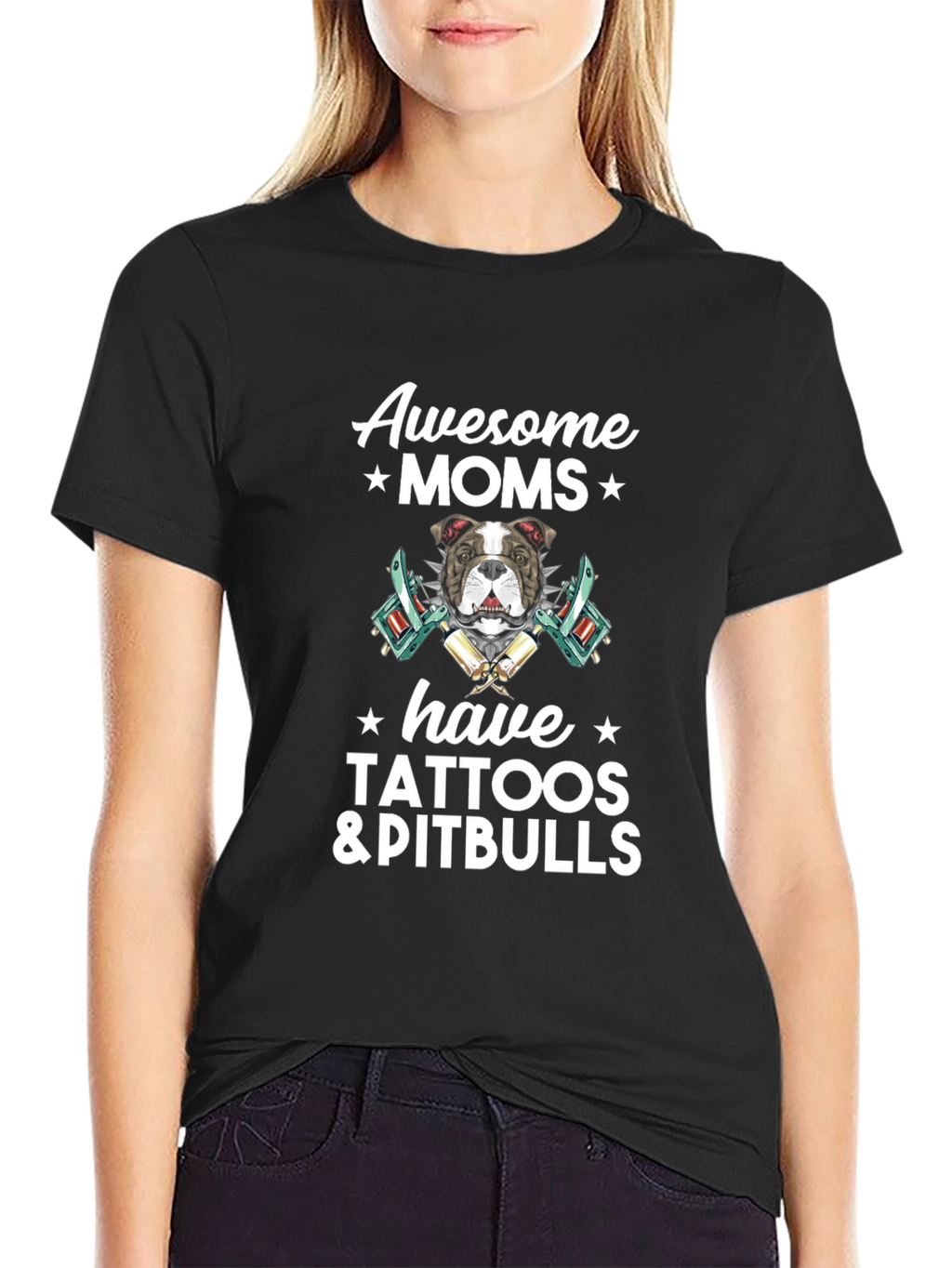 Awesome Moms Tattoos & Pitbulls T-Shirt