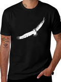 Mens Black T-Shirt with Eagle Print