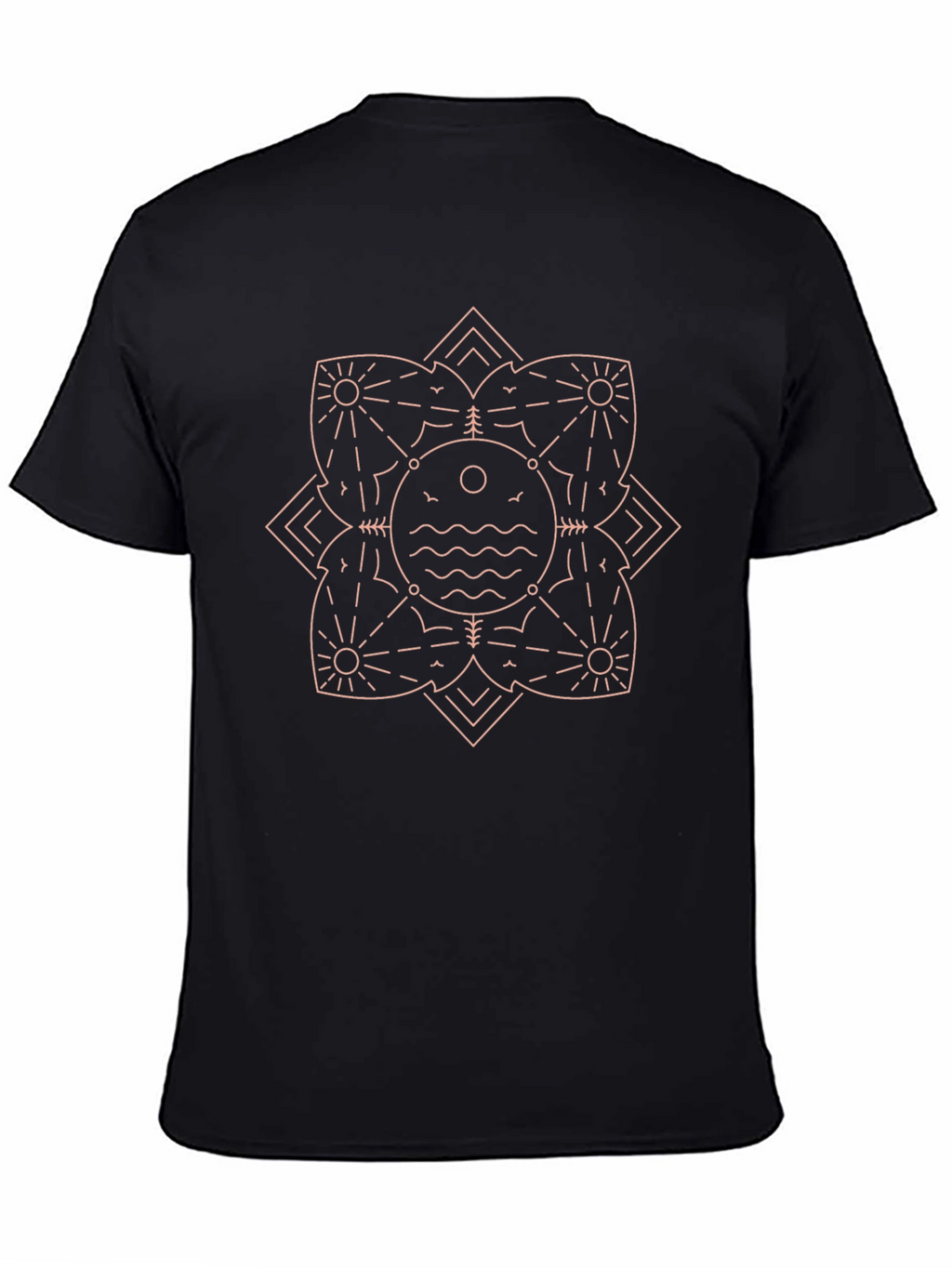 Geometric Nature Graphic Tee - Black