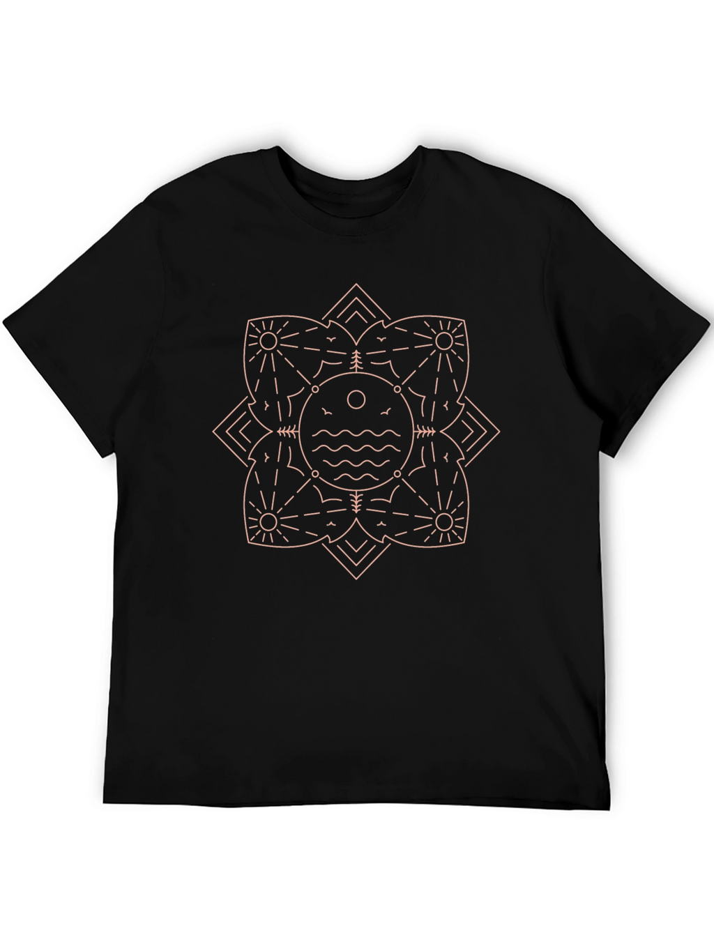 Geometric Nature Graphic Tee - Black