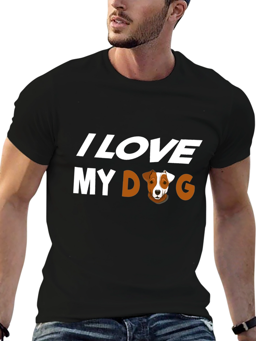 I Love My Dog Graphic Tee - Black