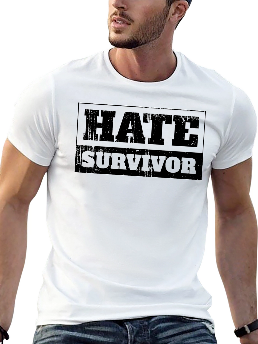 Hate Survivor Graphic Tee - Black Cotton T-Shirt