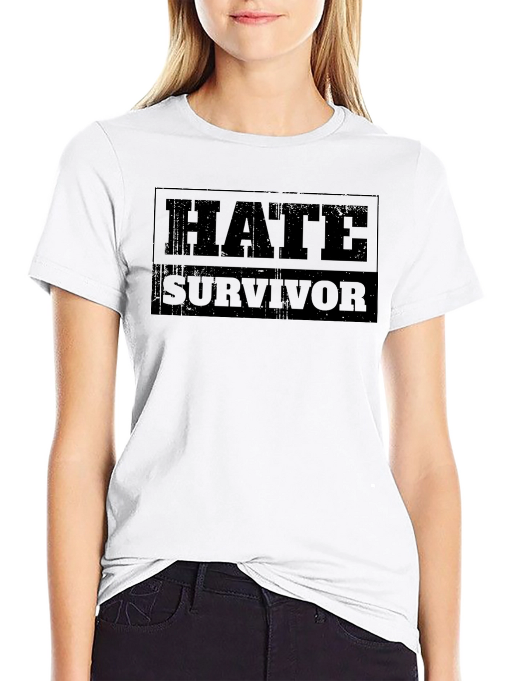Hate Survivor Graphic Tee - Black Cotton T-Shirt