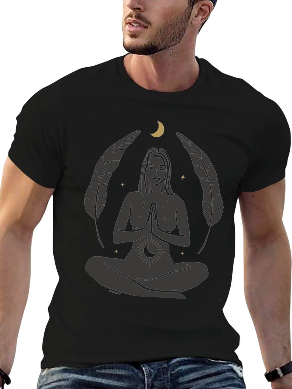 Zen Yoga Goddess Graphic T-Shirt - Black
