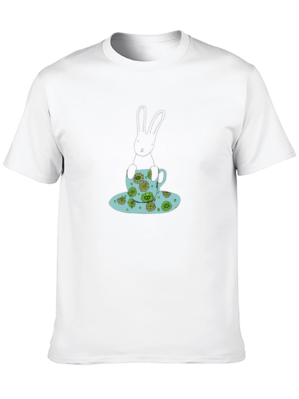 Bunny in Teacup Black T-Shirt