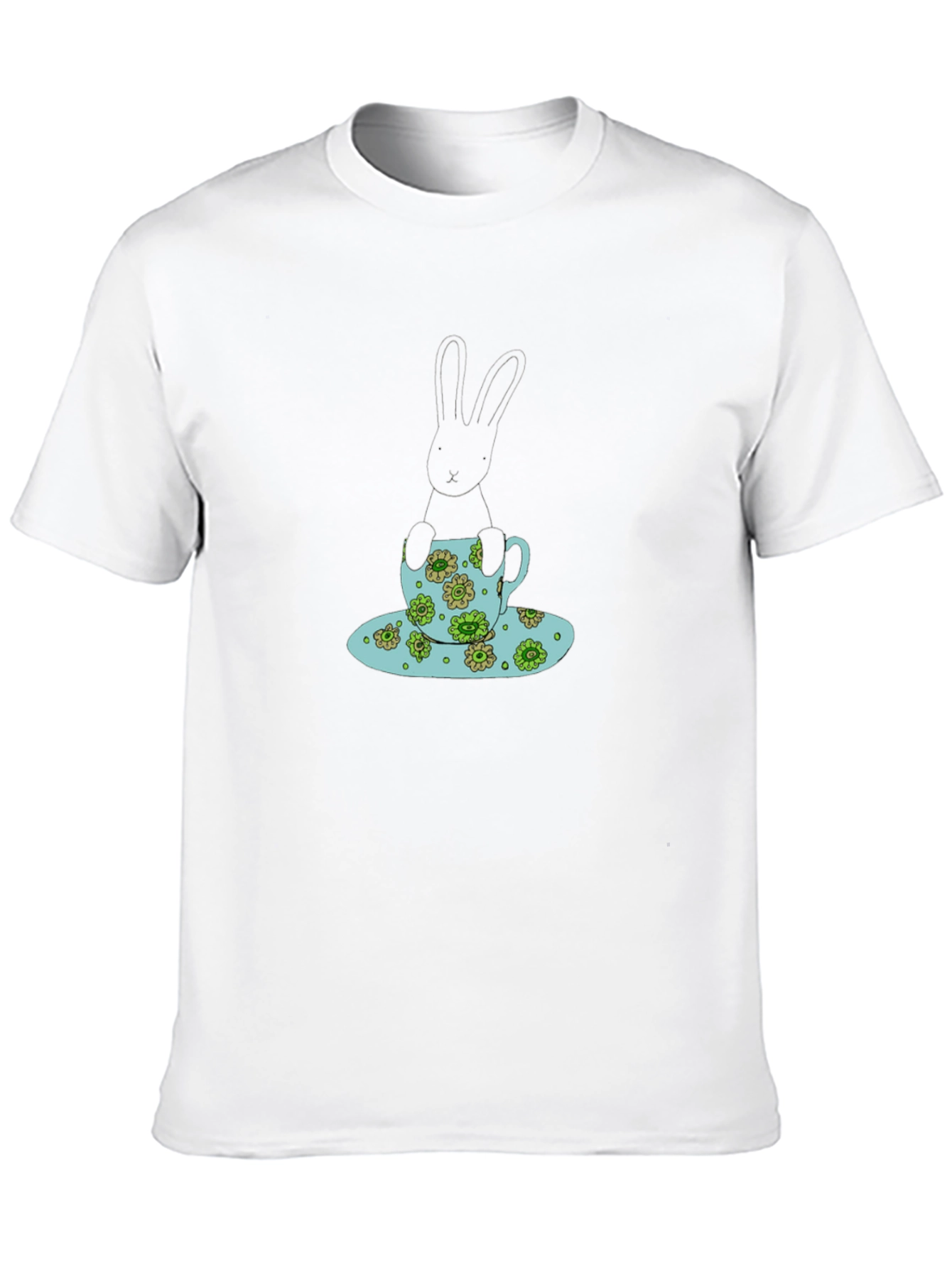 Bunny in Teacup Black T-Shirt