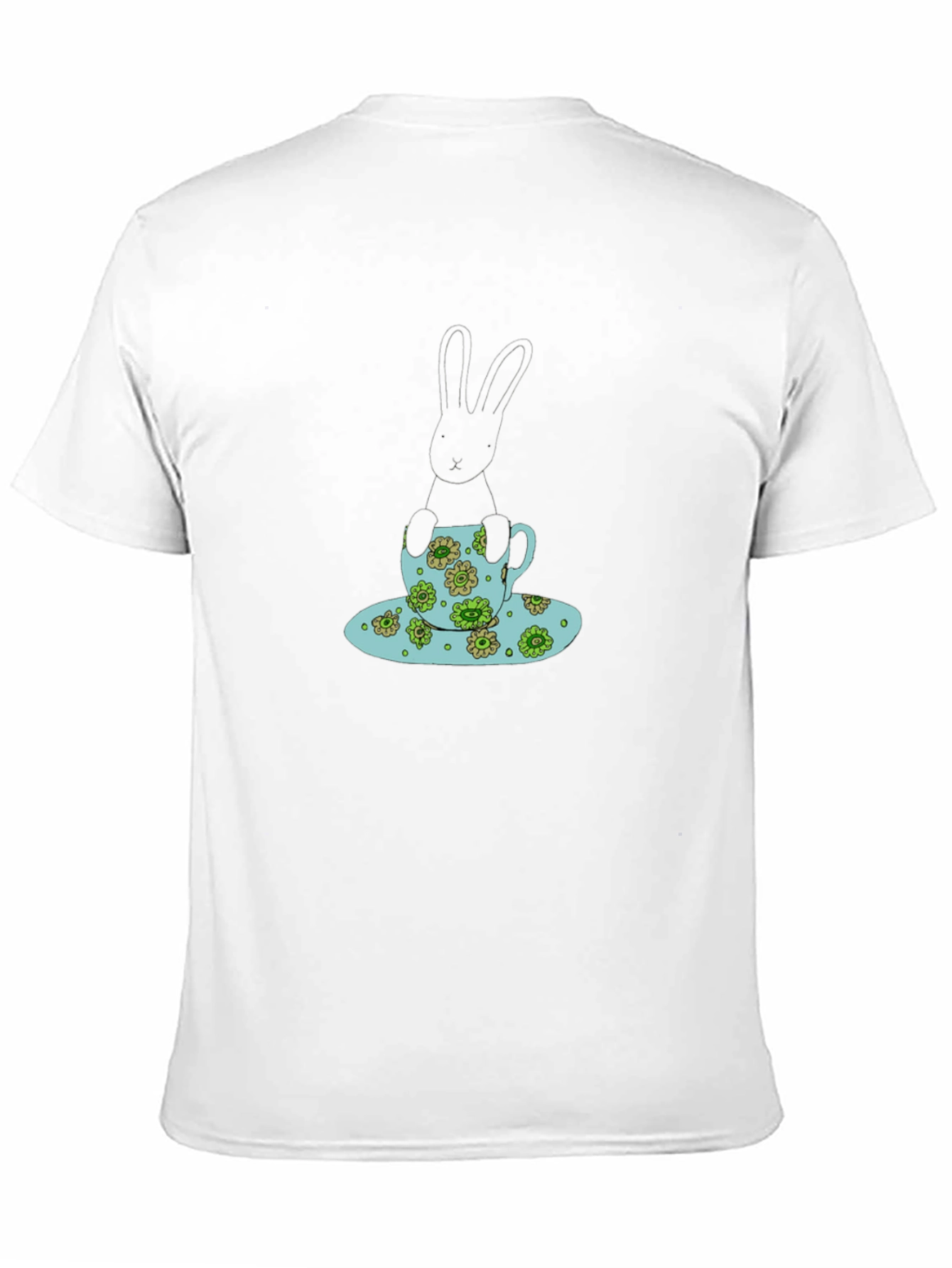 Bunny in Teacup Black T-Shirt