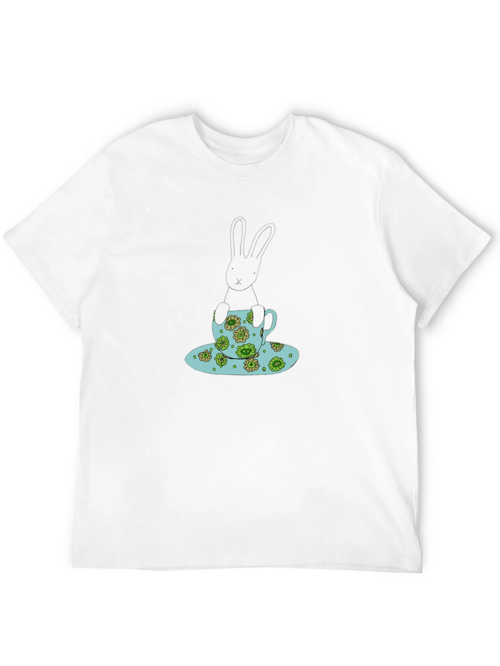 Bunny in Teacup Black T-Shirt