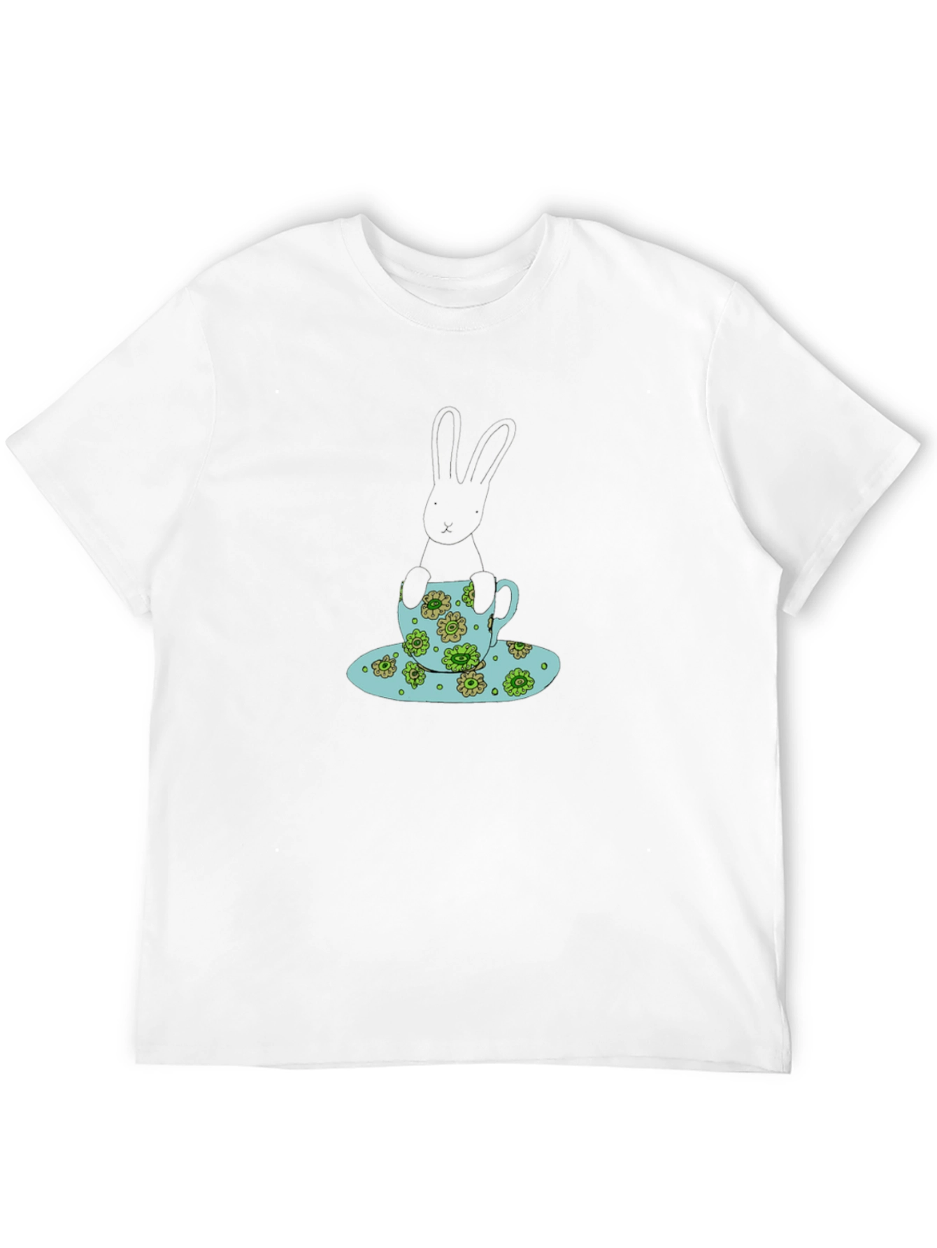 Bunny in Teacup Black T-Shirt