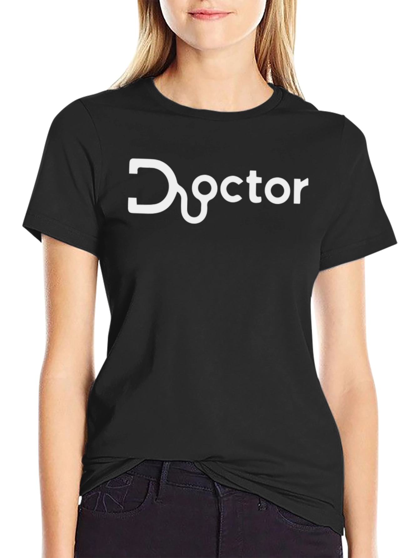 Doctor Stethoscope Graphic Black T-Shirt