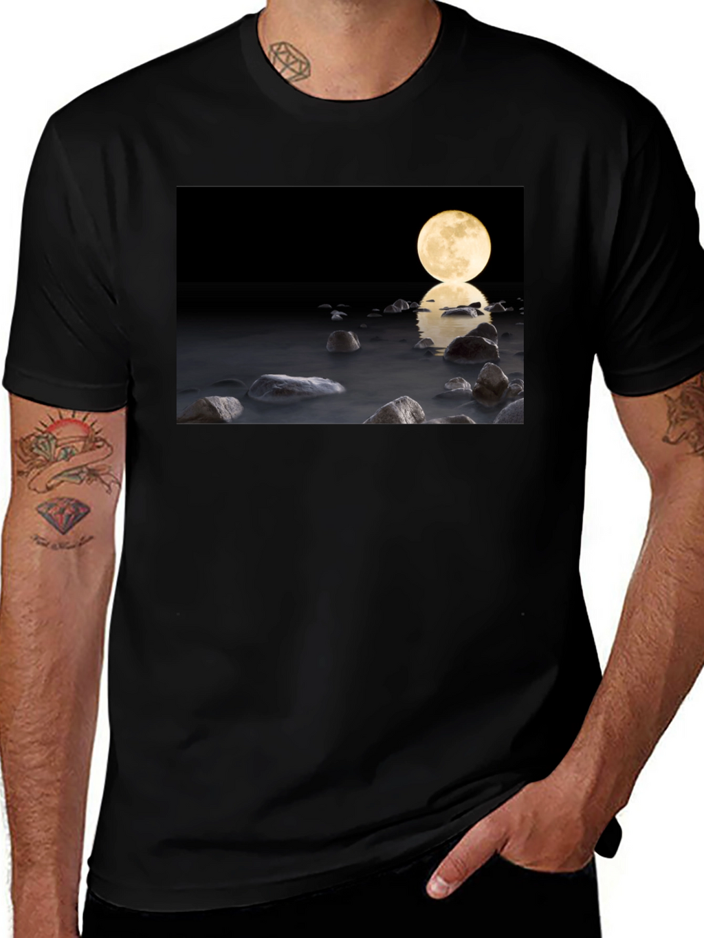 Moonlit Water Graphic Tee - Soft Cotton Blend