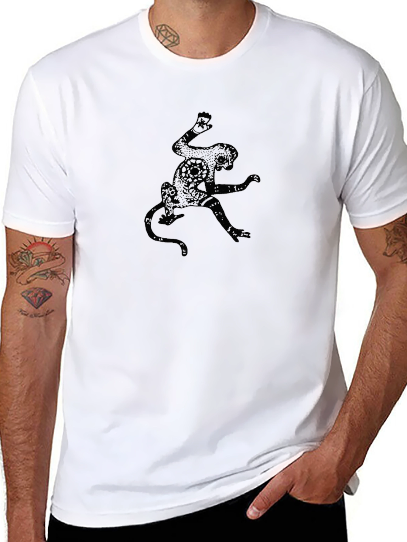 Black T-Shirt with Monkey Design