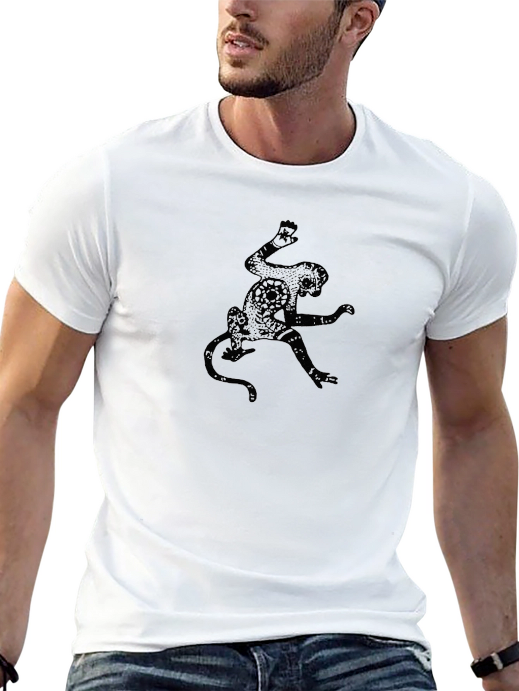 Black T-Shirt with Monkey Design
