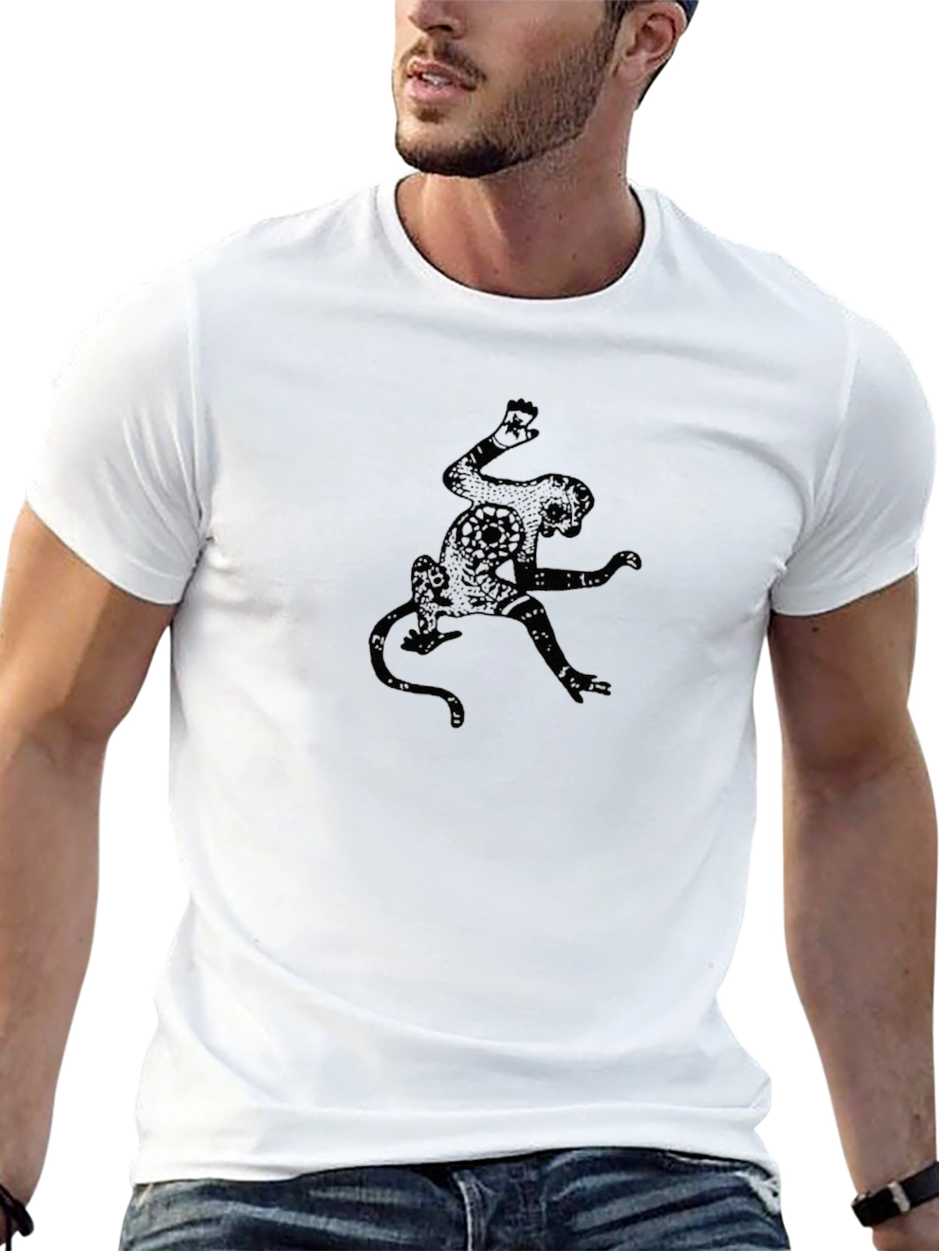 Black T-Shirt with Monkey Design