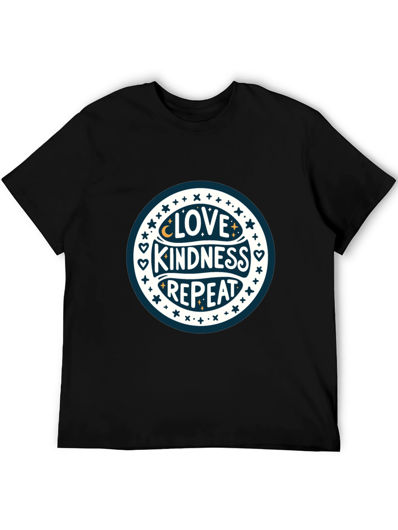 Love Kindness Repeat Graphic Tee - Black