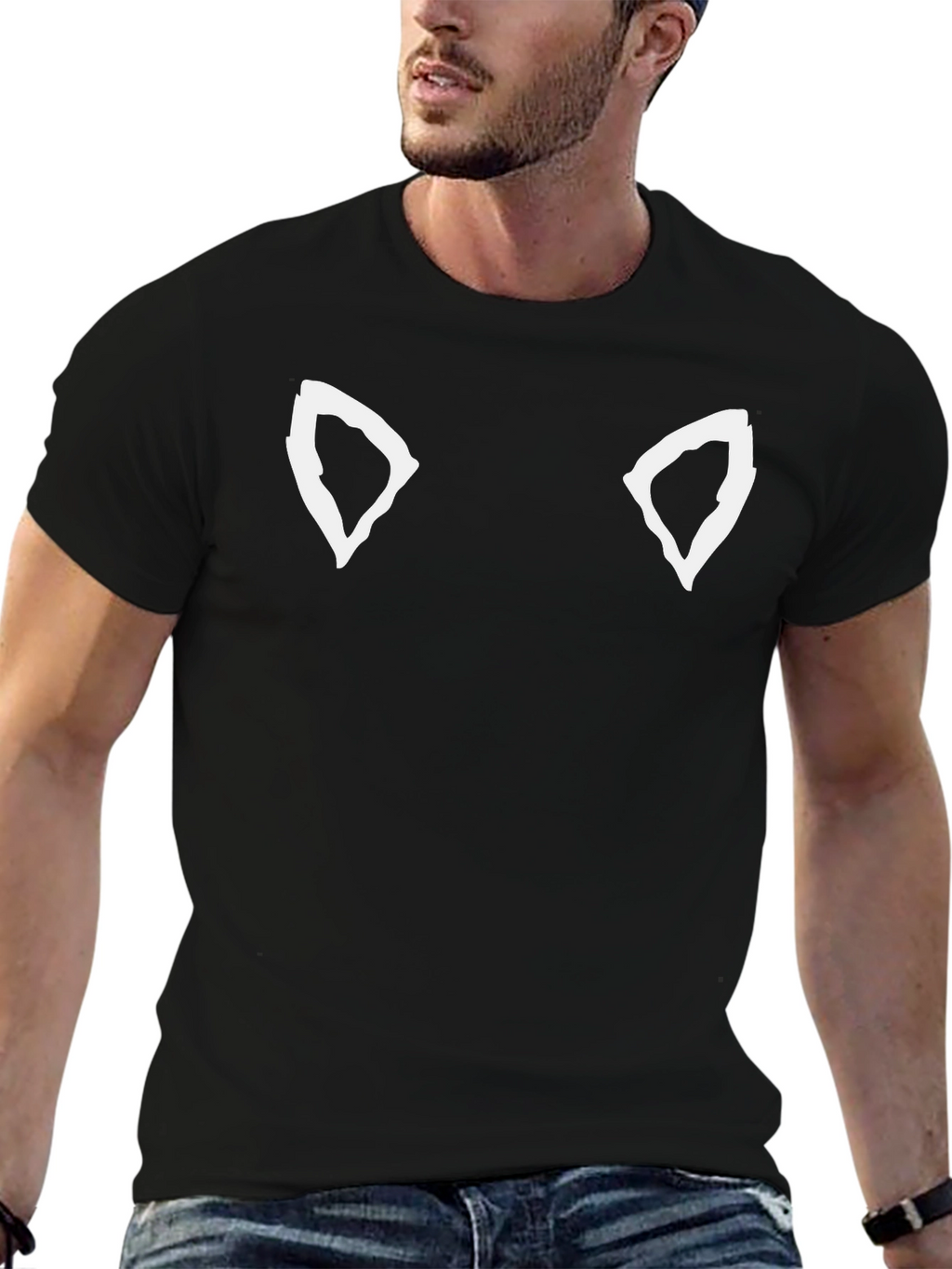 Cool Cat Ear Tee - Black Graphic T-Shirt