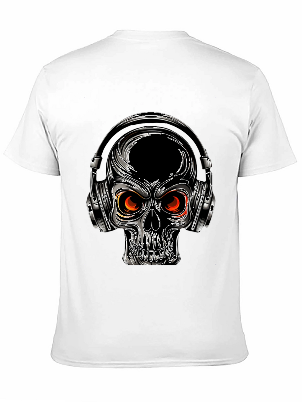 Skull with Headphones Graphic Tee - Black