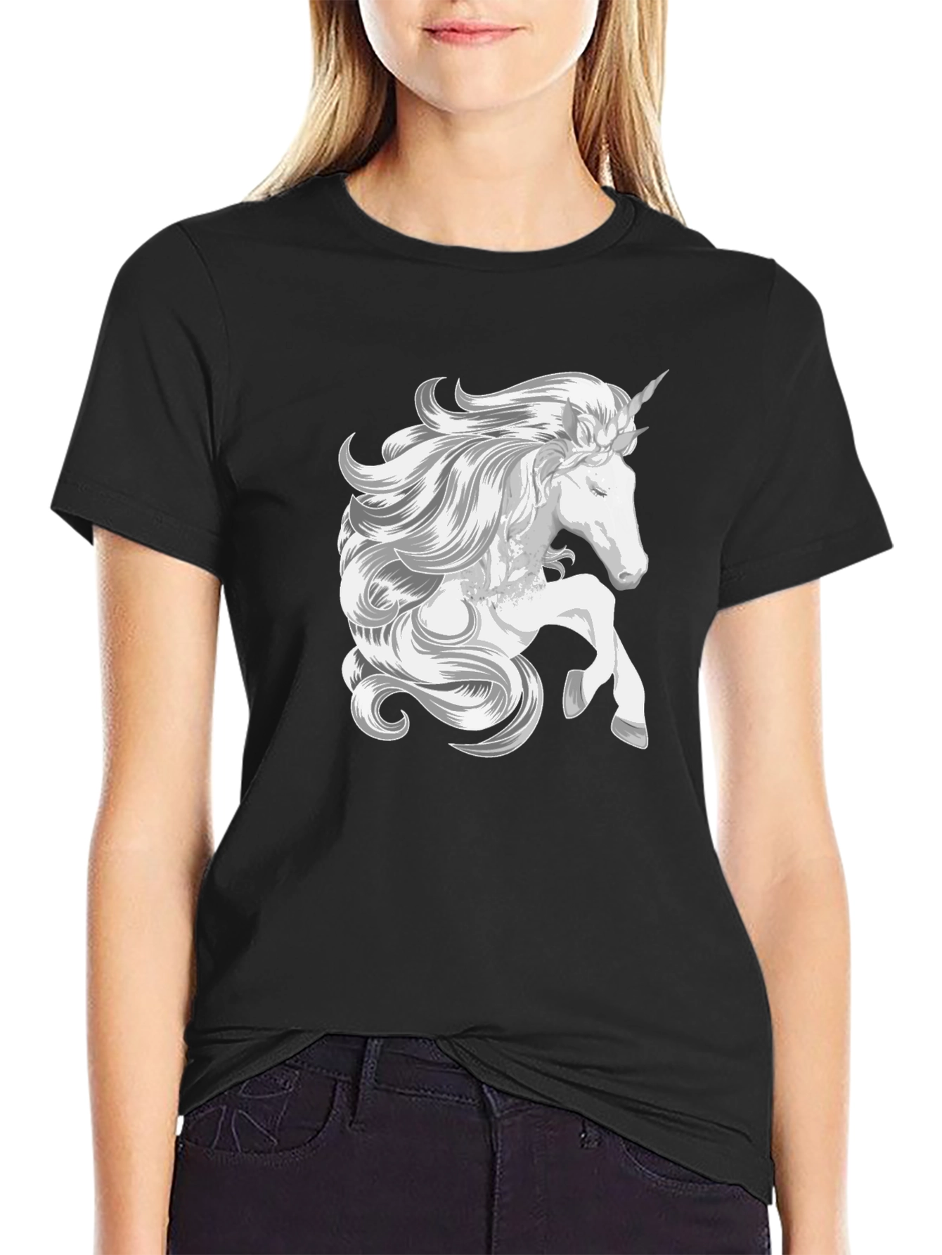 Unicorn Graphic Tee - Black Cotton T-Shirt